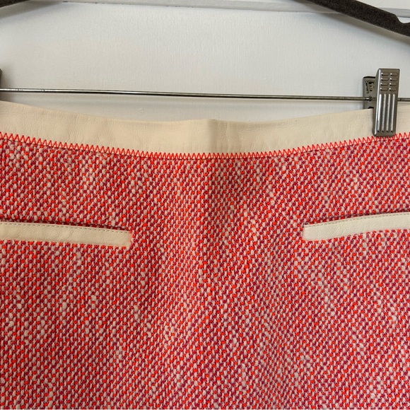 Rebecca Taylor Womens Tweed Knit Genuine Leather Trim Skirt Size 4 - Picture 2 of 3